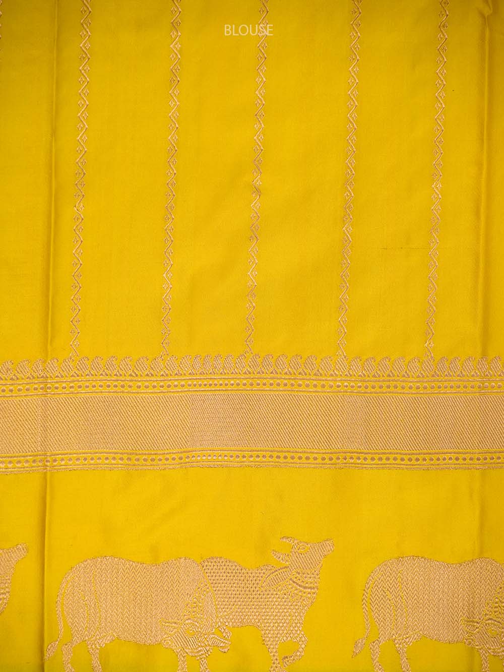 Yellow Satin Silk Handloom Banarasi Saree - Sacred Weaves