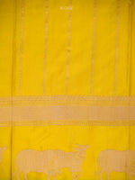 Yellow Satin Silk Handloom Banarasi Saree - Sacred Weaves
