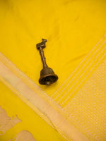 Yellow Satin Silk Handloom Banarasi Saree - Sacred Weaves