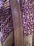Dark Purple Shikargah Katan Silk Handloom Banarasi Saree - Sacred Weaves