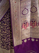 Dark Purple Shikargah Katan Silk Handloom Banarasi Saree - Sacred Weaves