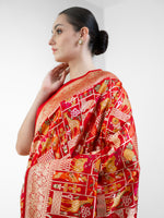 Red Meenakari Katan Silk Handloom Banarasi Saree - Sacred Weaves