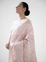 Pastel Pink Jaal Organza Handloom Banarasi Saree - Sacred Weaves