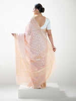 Pastel Pink Jaal Organza Handloom Banarasi Saree - Sacred Weaves
