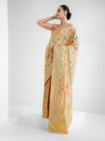 Yellow Rangkat Katan Silk Handloom Banarasi Saree - Sacred Weaves