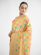 Yellow Rangkat Katan Silk Handloom Banarasi Saree - Sacred Weaves