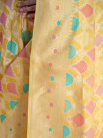 Yellow Rangkat Katan Silk Handloom Banarasi Saree - Sacred Weaves