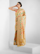 Yellow Rangkat Katan Silk Handloom Banarasi Saree - Sacred Weaves