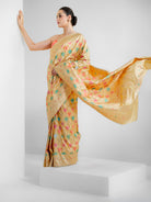 Yellow Rangkat Katan Silk Handloom Banarasi Saree - Sacred Weaves