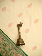 Cream Booti Katan Silk Handloom Banarasi Saree - Sacred Weaves
