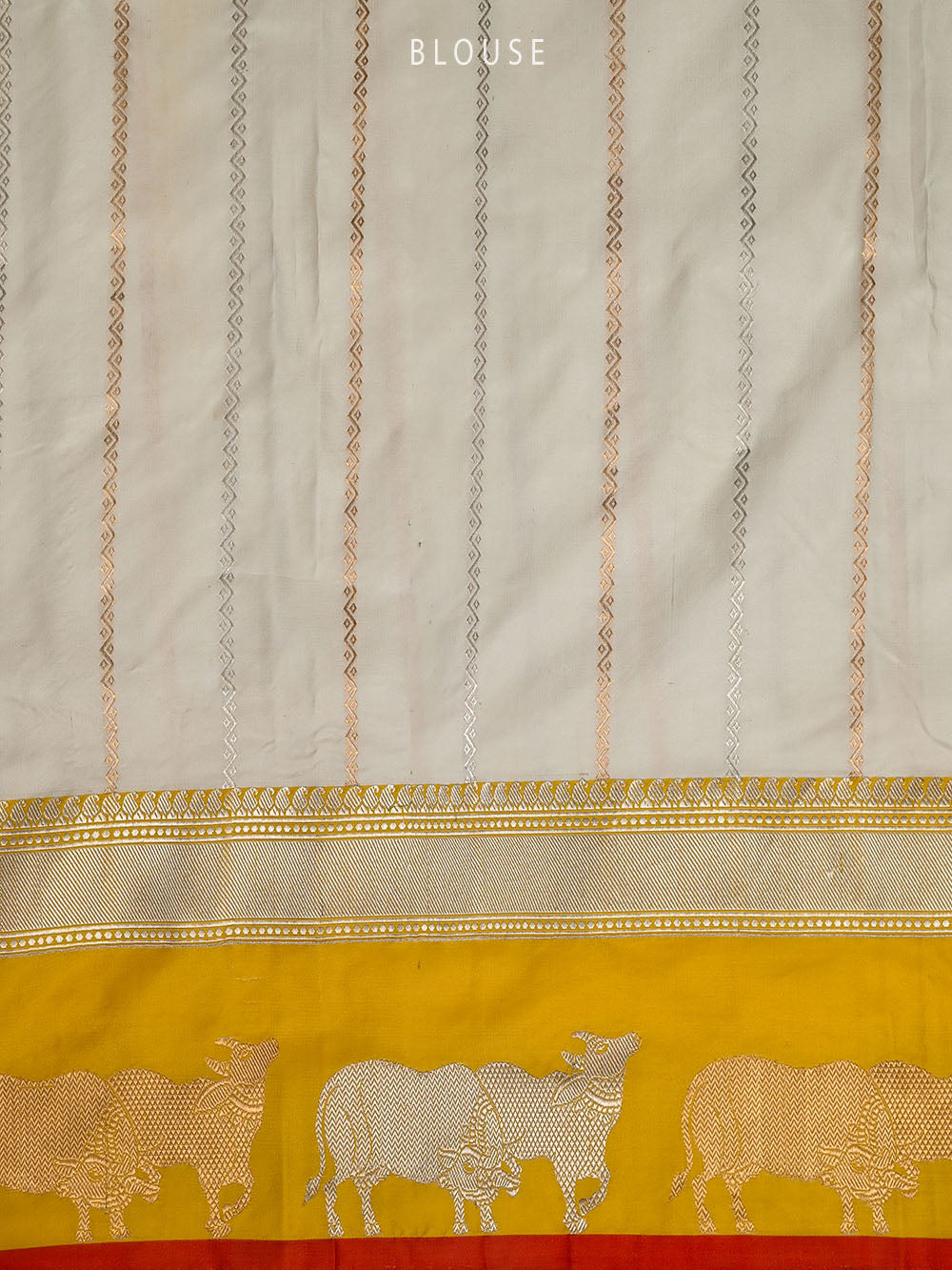 Off White Satin Silk Handloom Banarasi Saree