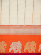Off White Satin Silk Handloom Banarasi Saree - Sacred Weaves
