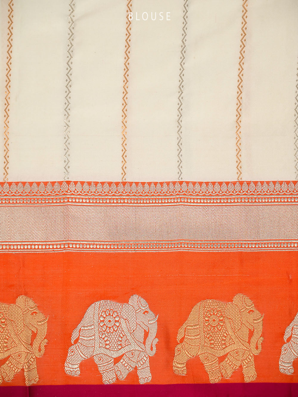 Off White Satin Silk Handloom Banarasi Saree