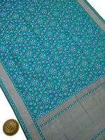 Teal Blue Sona Roopa Jaal Katan Silk Handloom Banarasi Saree - Sacred Weaves