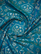 Teal Blue Sona Roopa Jaal Katan Silk Handloom Banarasi Saree - Sacred Weaves