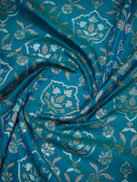 Teal Blue Sona Roopa Jaal Katan Silk Handloom Banarasi Saree - Sacred Weaves