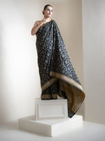Black Sona Roopa Jaal Katan Silk Handloom Banarasi Saree - Sacred Weaves