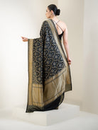 Black Jaal Katan Silk Handloom Banarasi Saree - Sacred Weaves