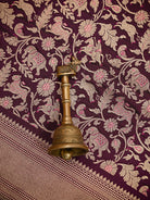 Dark Wine Shikargah Katan Silk Handloom Banarasi Saree - Sacred Weaves