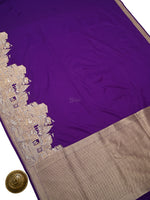Purple Katan Silk Handloom Banarasi Saree - Sacred Weaves