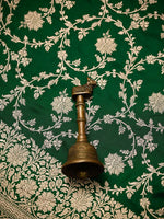 Bottle Green Jaal Katan Silk Uppada Handloom Banarasi Saree - Sacred Weaves