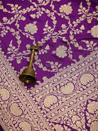 Purple Jaal Katan Silk Uppada Handloom Banarasi Saree - Sacred Weaves