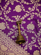 Purple Jaal Katan Silk Uppada Handloom Banarasi Saree - Sacred Weaves