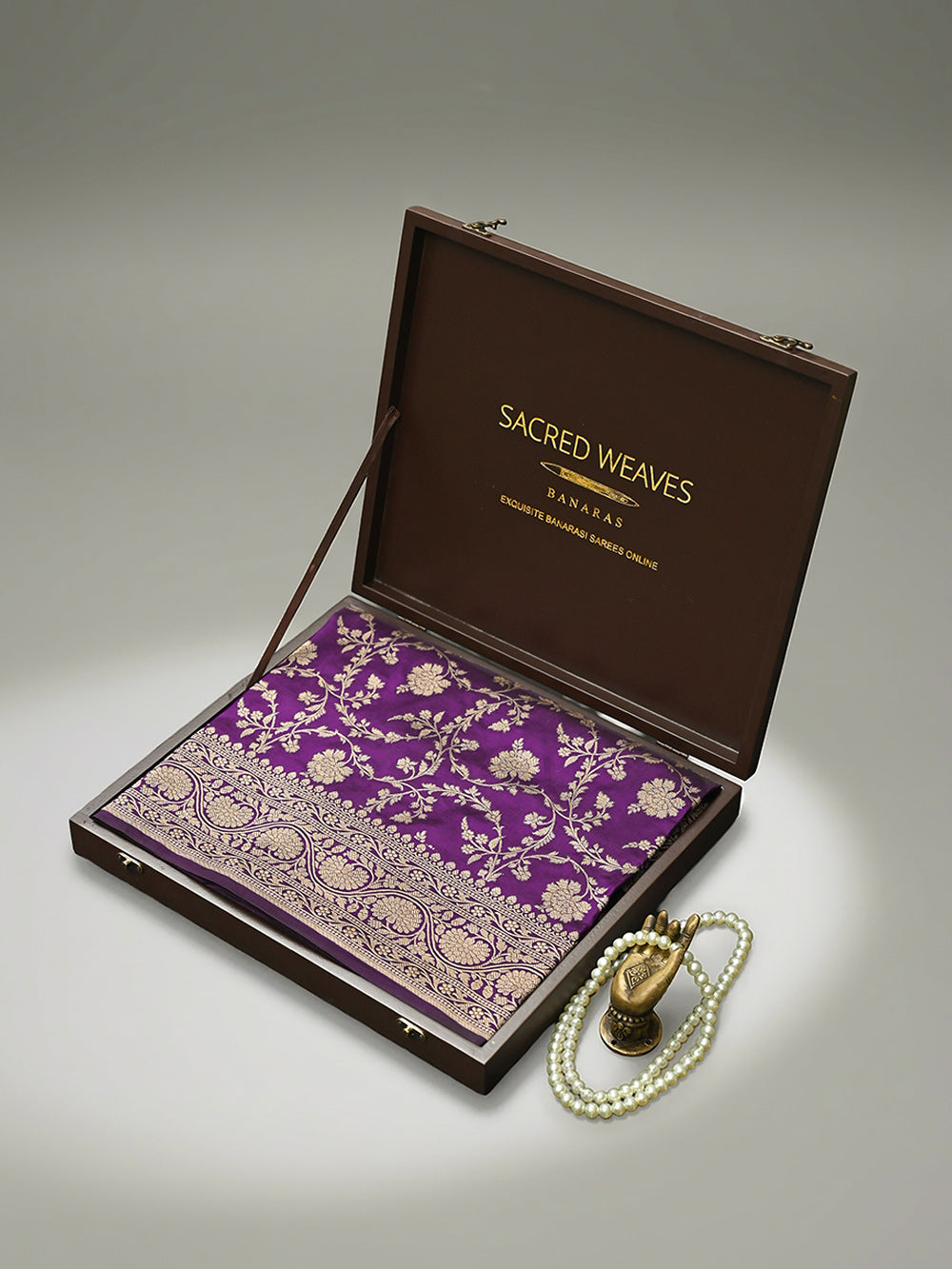 Purple Jaal Katan Silk Uppada Handloom Banarasi Saree - Sacred Weaves