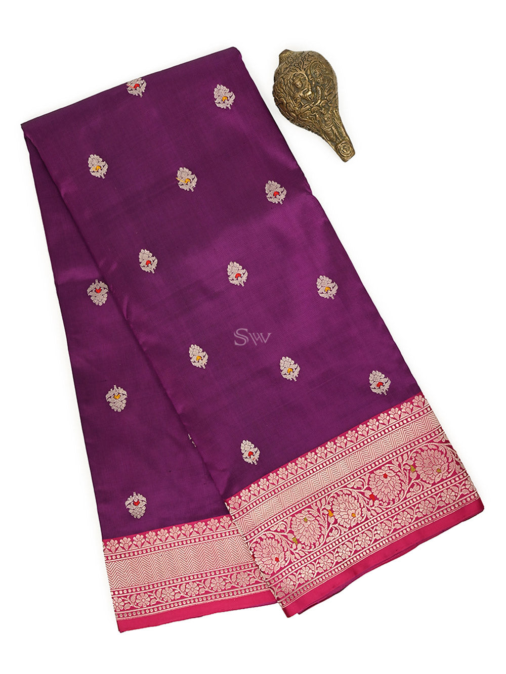 Purple Meenakari Booti Katan Silk Handloom Banarasi Saree - Sacred Weaves