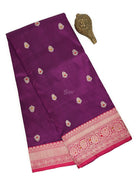 Purple Meenakari Booti Katan Silk Handloom Banarasi Saree - Sacred Weaves