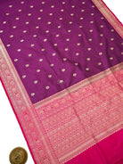 Purple Meenakari Booti Katan Silk Handloom Banarasi Saree - Sacred Weaves