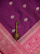 Purple Meenakari Booti Katan Silk Handloom Banarasi Saree - Sacred Weaves