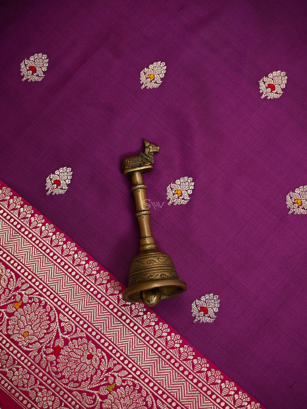 Purple Meenakari Booti Katan Silk Handloom Banarasi Saree - Sacred Weaves