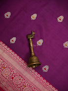 Purple Meenakari Booti Katan Silk Handloom Banarasi Saree - Sacred Weaves