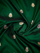 Bottle Green Meenakari Booti Katan Silk Handloom Banarasi Saree - Sacred Weaves