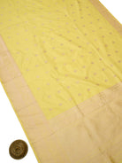 Light Yellow Booti Katan Silk Handloom Banarasi Saree - Sacred Weaves