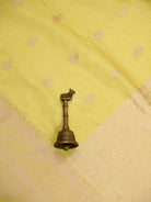 Light Yellow Booti Katan Silk Handloom Banarasi Saree - Sacred Weaves