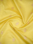 Light Yellow Booti Katan Silk Handloom Banarasi Saree - Sacred Weaves