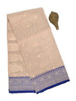 Beige Booti Organza Tissue Silk Handloom Banarasi Saree - Sacred Weaves