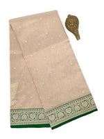 Beige Booti Organza Tissue Silk Handloom Banarasi Saree - Sacred Weaves