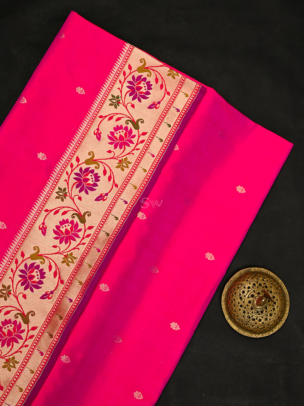 Magenta Paithani Katan Silk Handloom Banarasi Saree - Sacred Weaves