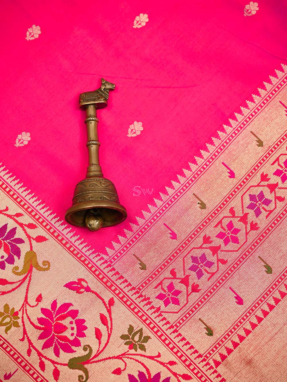 Magenta Paithani Katan Silk Handloom Banarasi Saree - Sacred Weaves