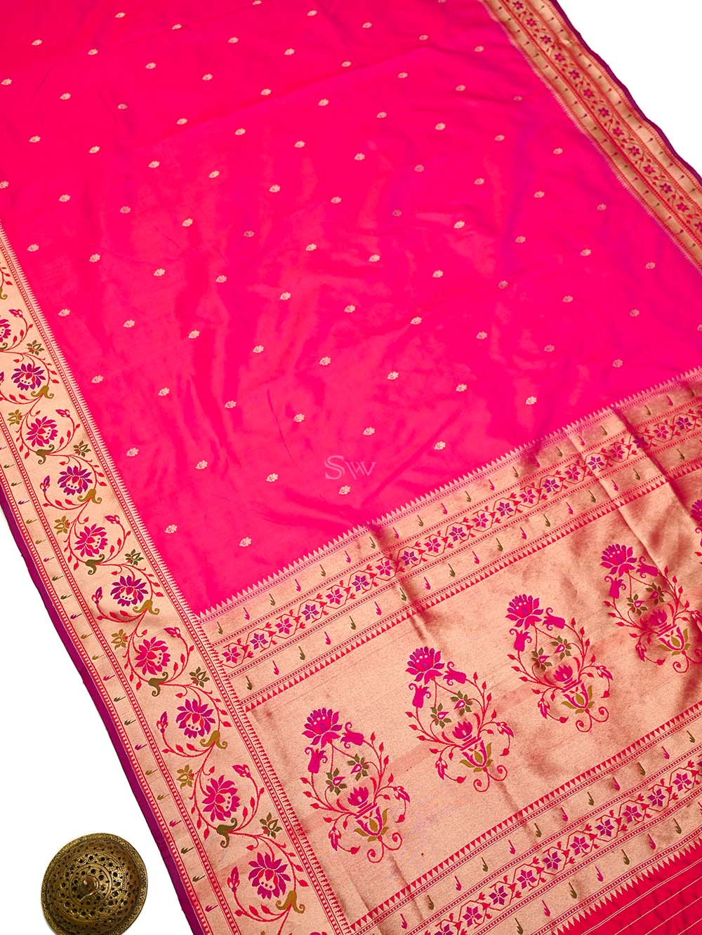 Magenta Paithani Katan Silk Handloom Banarasi Saree - Sacred Weaves