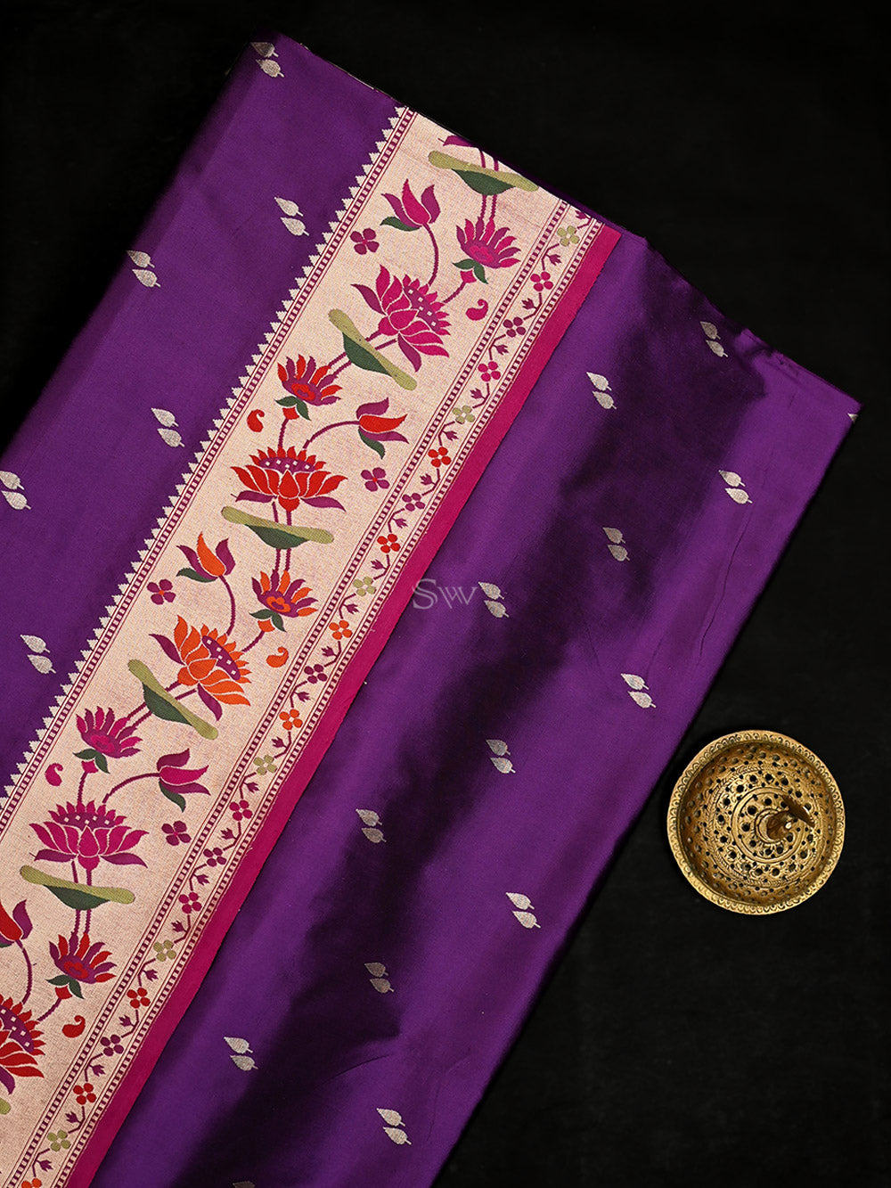 Purple Paithani Katan Silk Handloom Banarasi Saree - Sacred Weaves