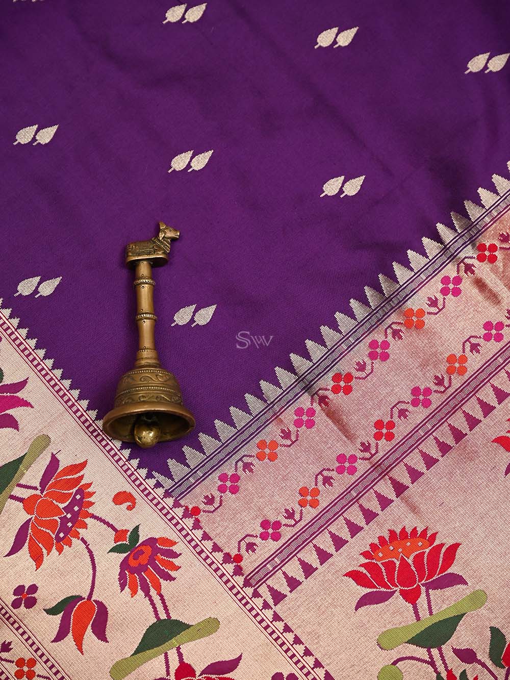 Purple Paithani Katan Silk Handloom Banarasi Saree - Sacred Weaves