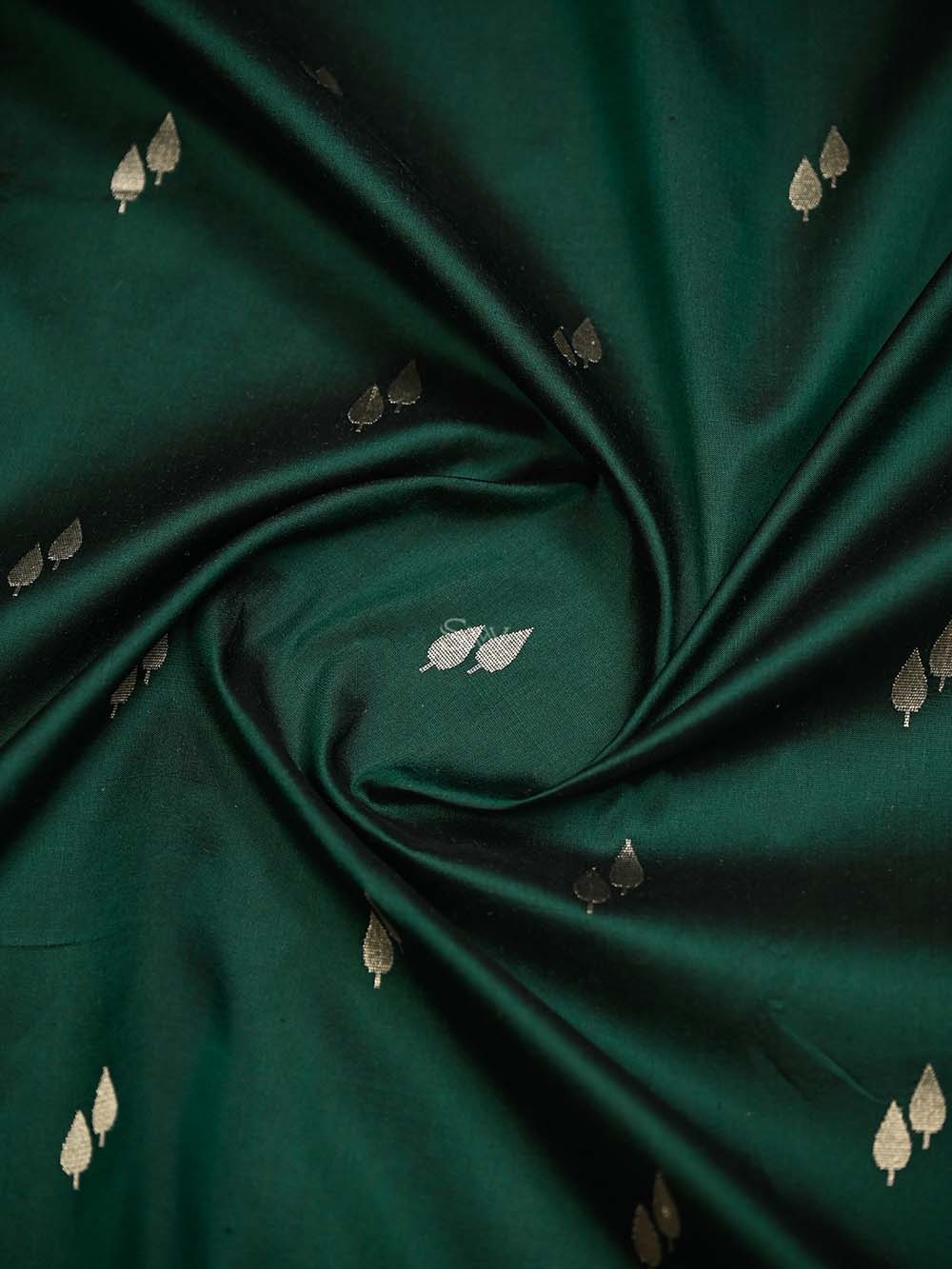 Bottle Green Paithani Katan Silk Handloom Banarasi Saree - Sacred Weaves