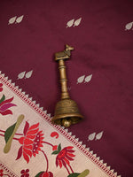 Wine Paithani Katan Silk Handloom Banarasi Saree - Sacred Weaves