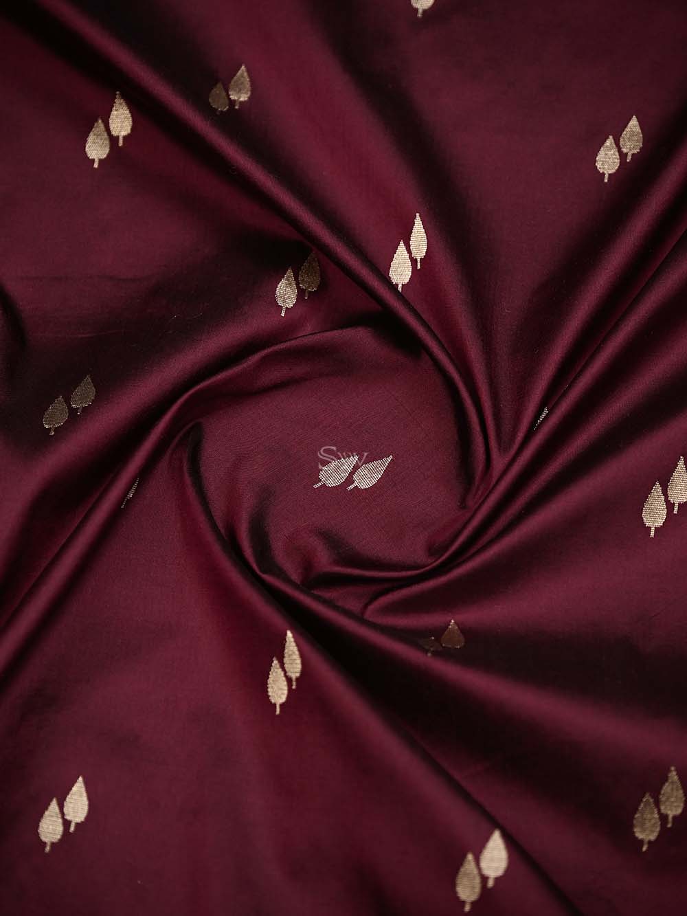 Wine Paithani Katan Silk Handloom Banarasi Saree - Sacred Weaves