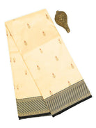 Beige Meenakari Booti Katan Silk Handloom Banarasi Saree - Sacred Weaves