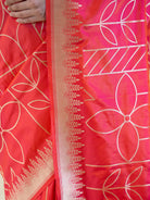 Orange Pink Jaal Katan Silk Handloom Banarasi Saree - Sacred Weaves
